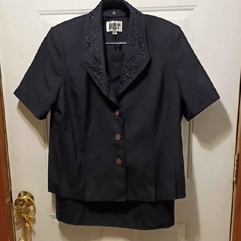 Morgan Miller Navy Blazer with Floral Embroidery